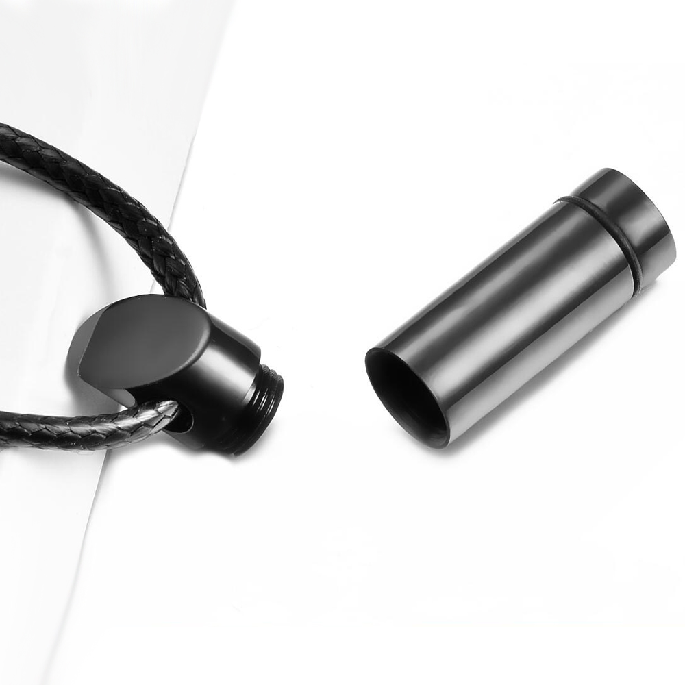 Roestvrij stalen cilinder ketting ashouder urn aandenken hanger crematie gedenkteken sieraden: Rhodium Plated