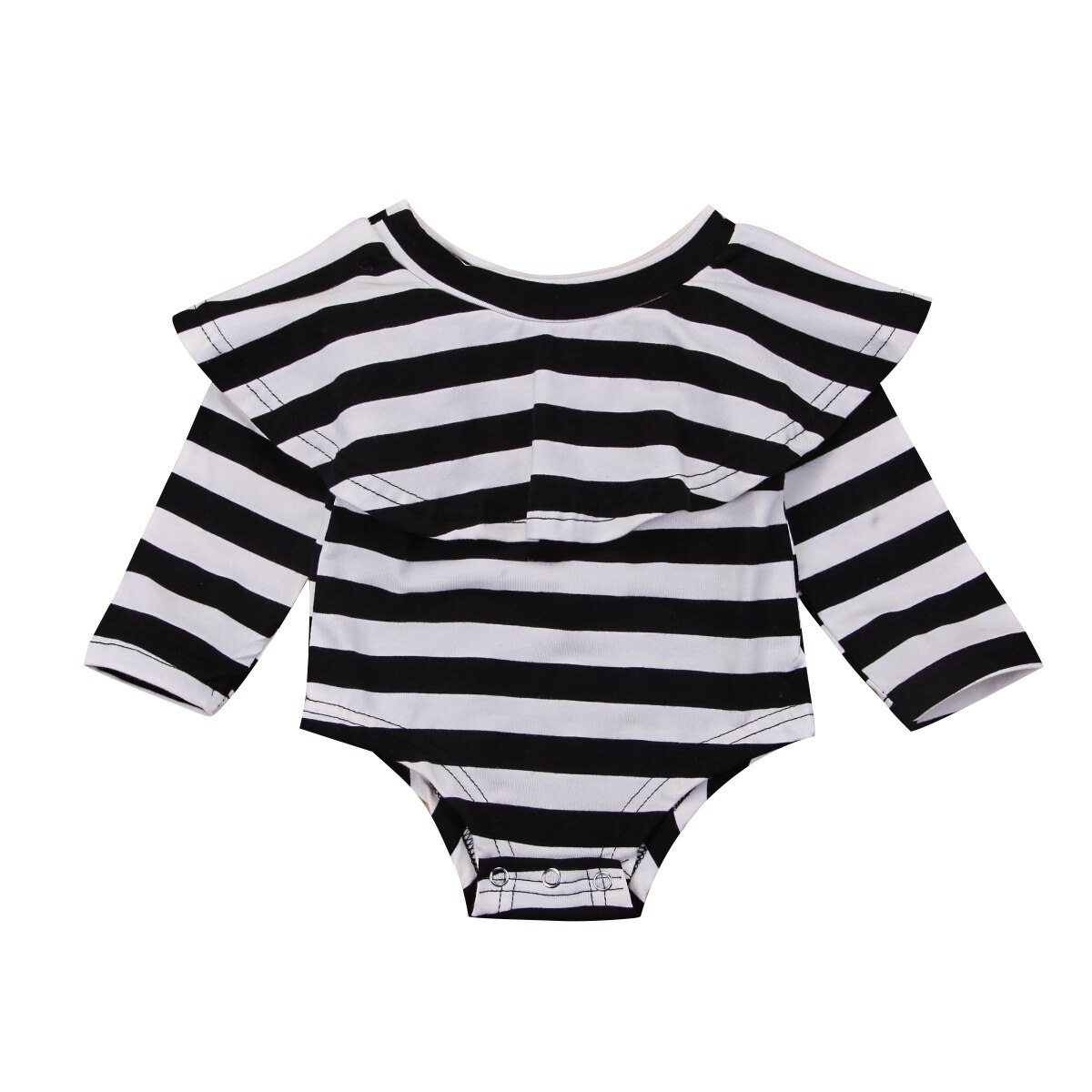 Casual Toddler Baby Girls Off Shoulder Long Sleeve Bodysuit Jumpsuit Outfits Set Size 0-24M: Black / 24M