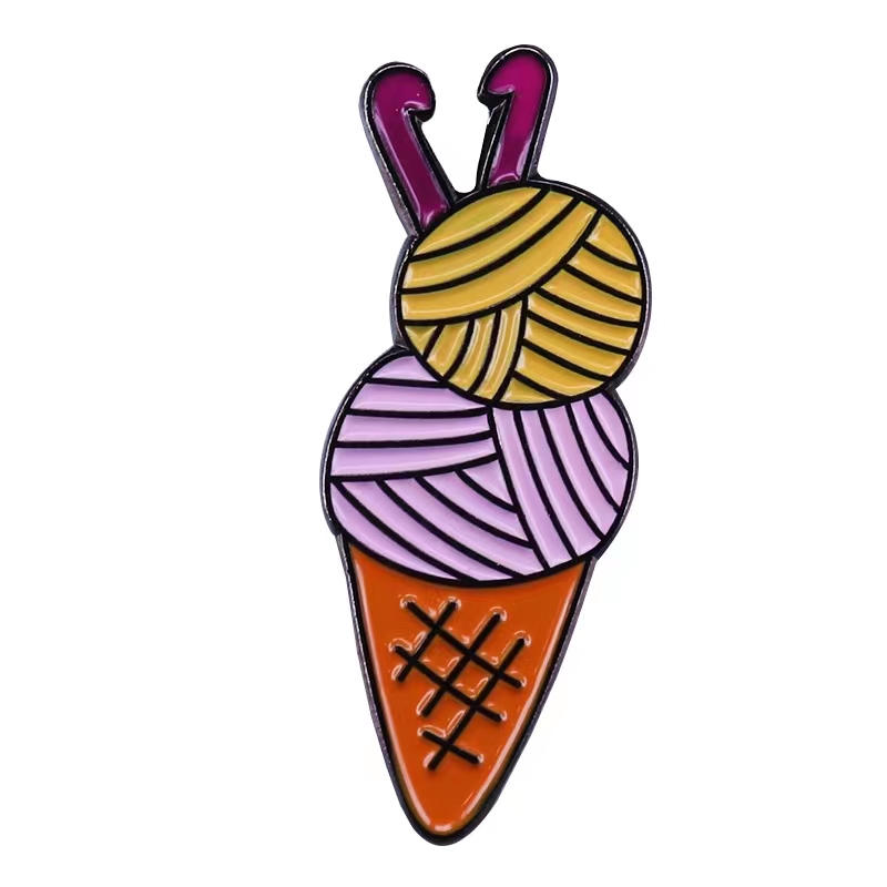 Broche en tricot pour femmes, Badge en fil d'art en émail, broche pour pull, chemise, manteau, sac à dos, accessoires de bijoux mignons: Plaqué or antique