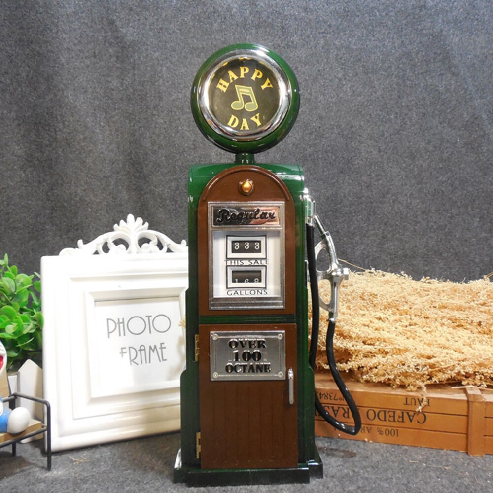 Caja de gasolinera Vintage creativa, caja de Melody, decoración de escritorio para Bar, restaurante, Hogar (verde)