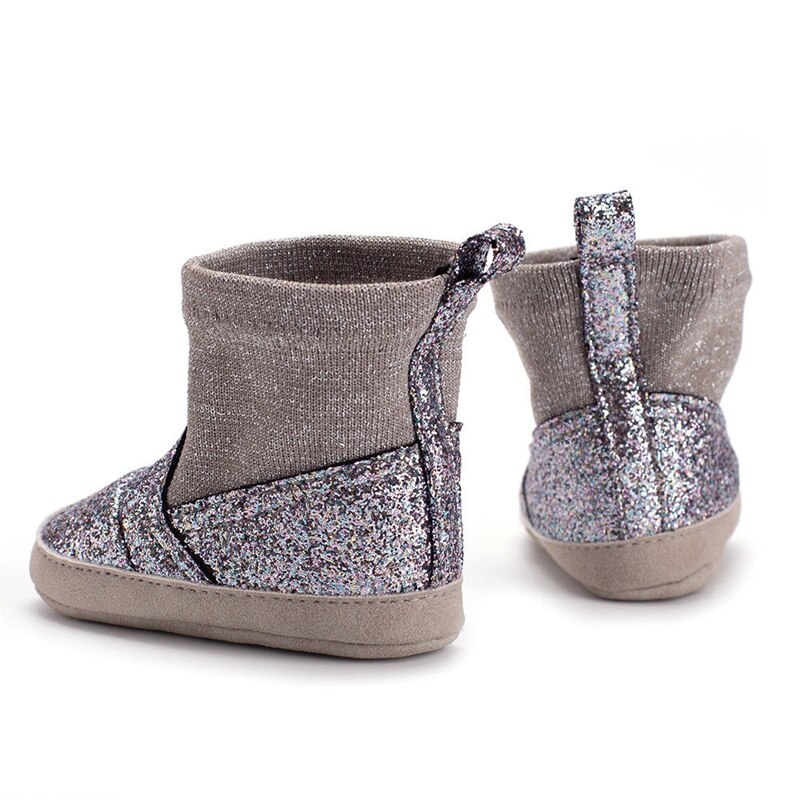 Neugeborenen Baby Mädchen Glitter Pailletten Bling Weiche Sohle Prinzessin Stiefel 0-18 Monate Casual Shiny