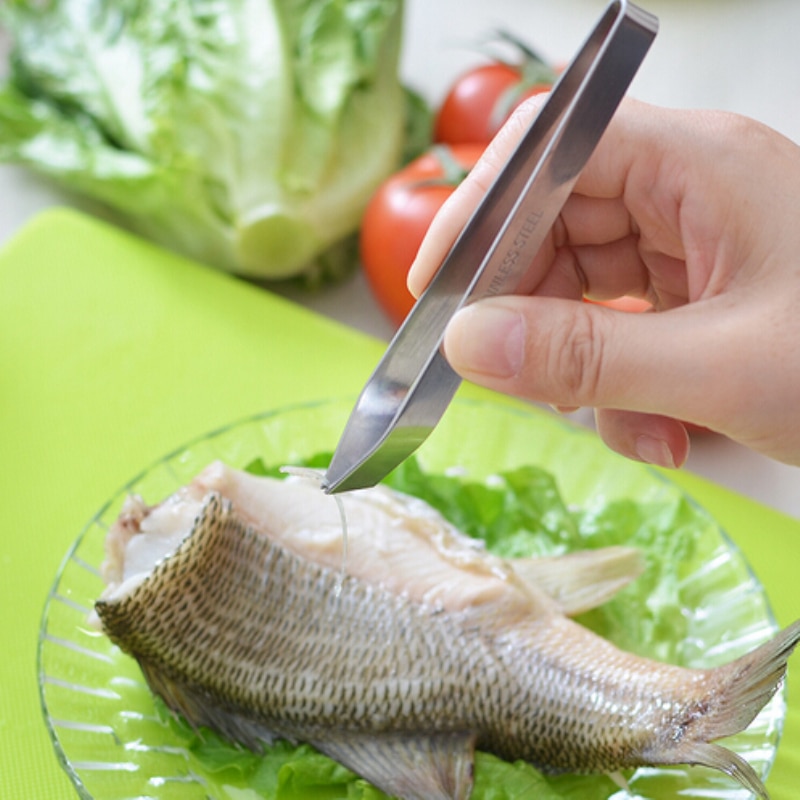 Rustfrit stål fisk knoglefjerner pincet tang hud fjerne tang fisk og skaldyr grill grill værktøj køkken madlavning salat servering gadgets