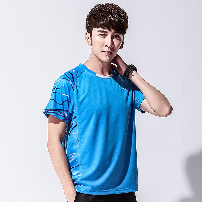 Vêtements de badminton pour hommes, , sous-vêtements, absorbe la sueur sèche d'été, vêtements de tennis respirants et rapides,: Men Blue one shirt / 4XL