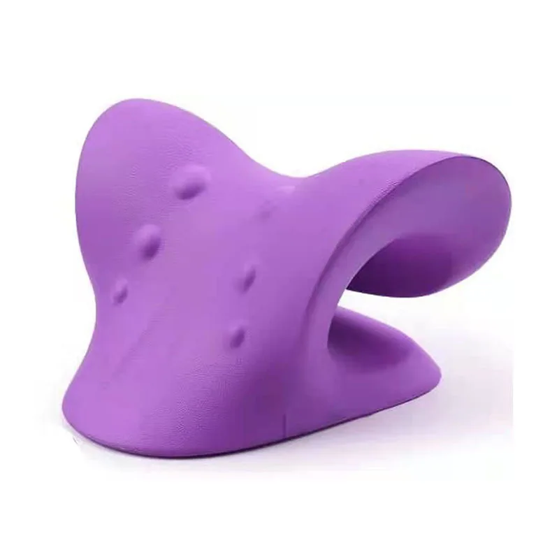 Neck Massage Wedge Pillow Shoulder Cervical Chiropractic Traction Device Head Back Relax for Pain Relief Body Massager Machine: Brown