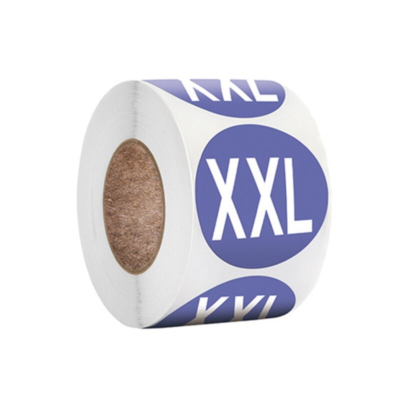 Pegatinas redondas de colores para ropa, etiquetas adhesivas de 1 pulgada para zapatos, sombreros, ropa interior, sujetador impreso, 500 Uds.: XXL