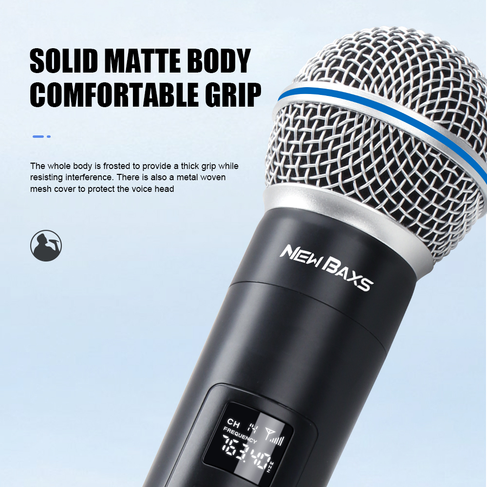 Wireless Microphone 2 Channel UHF Fixed Frequency Dynamic Microphone Party Karaoke Meeting Church Show Mic