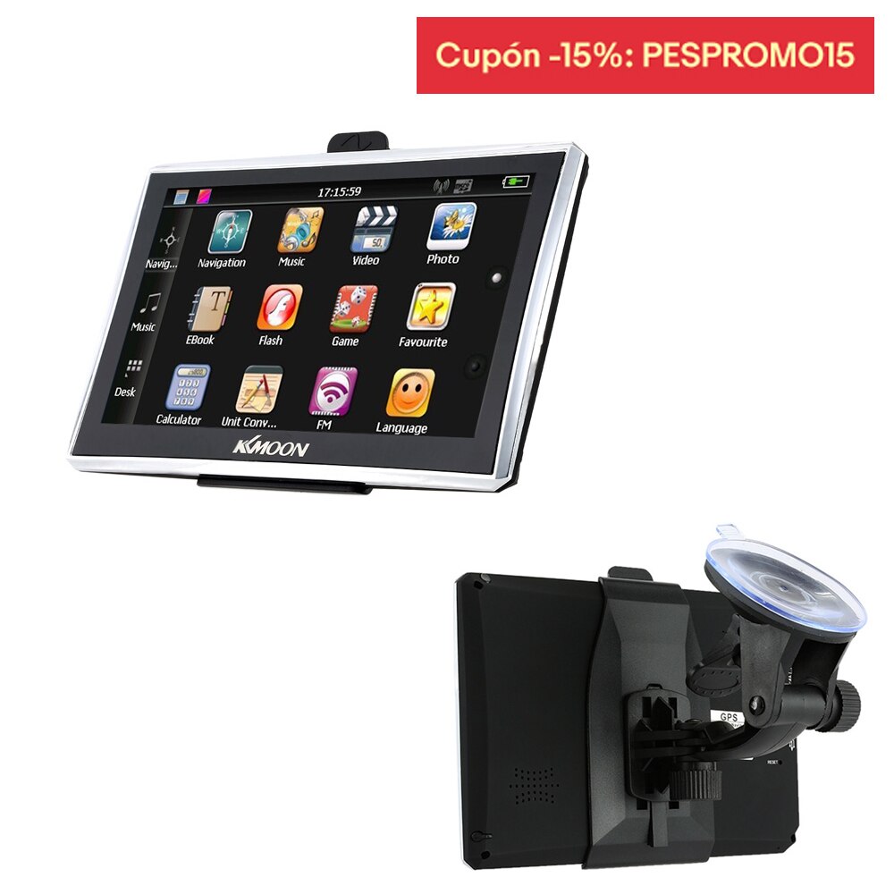 KKmoon 7 "HD pantalla táctil portátil GPS navegador 128MB RAM 4GB ROM FM MP3 Video Play Car sistema de entretenimiento con mapa de Europa
