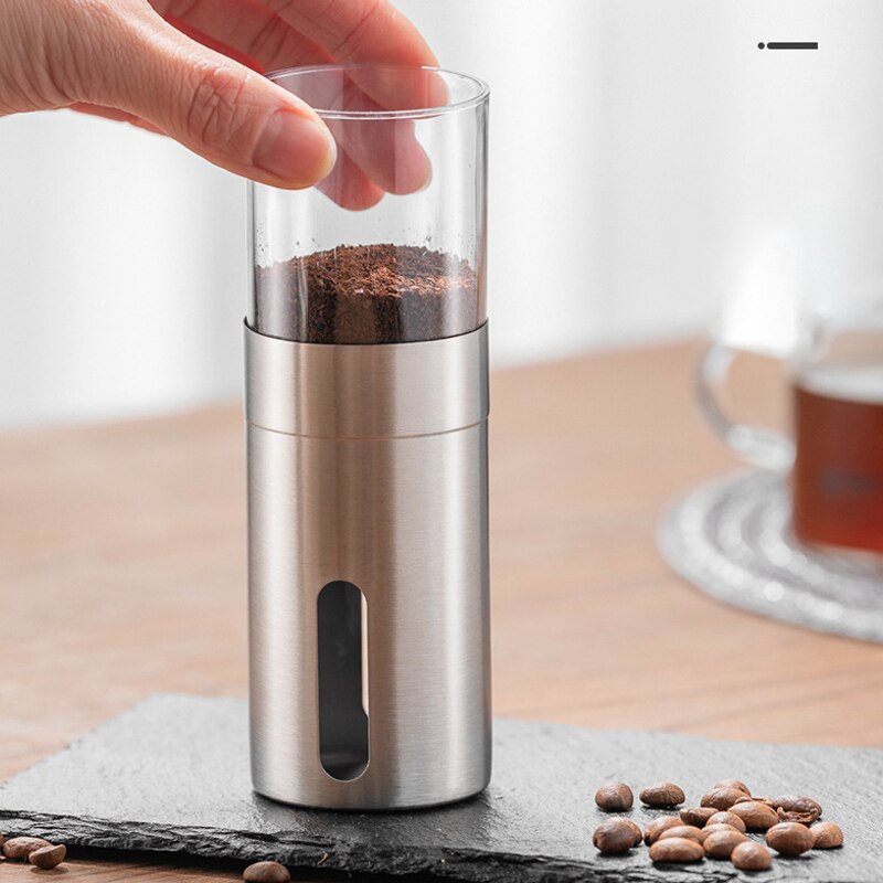 Silver Manual Coffee Grinder Mini Stainless Steel Handmade Coffee Bean Burr Grinder Tool Coffee Grinders Kitchen Coffee Tools