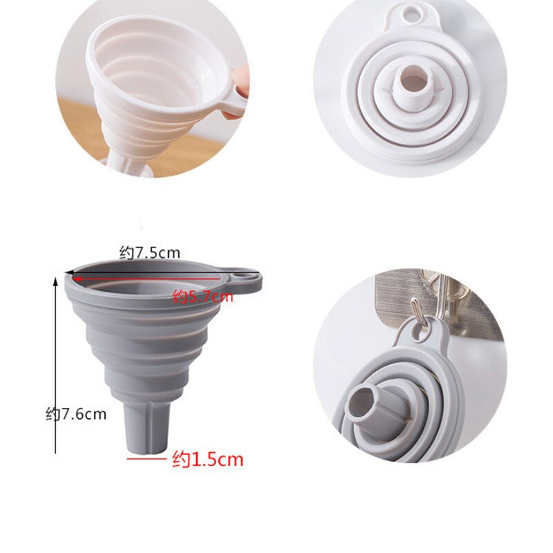 Silicone Folding Funnel Retractable Household Liquid Sub-mini Funnel White Grey Funnel Kitchen Gadget
