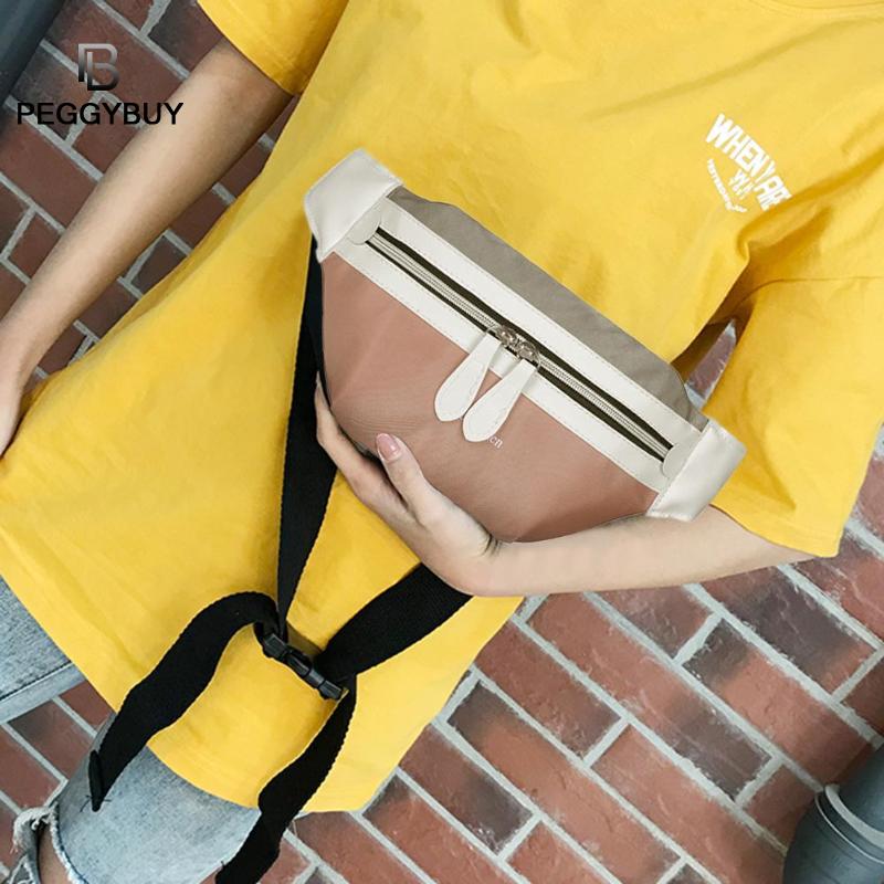 Femmes taille Fanny ceinture Packs femme décontracté fermeture éclair toile poitrine sacs adolescentes Hit couleur sport épaule bandoulière sacs