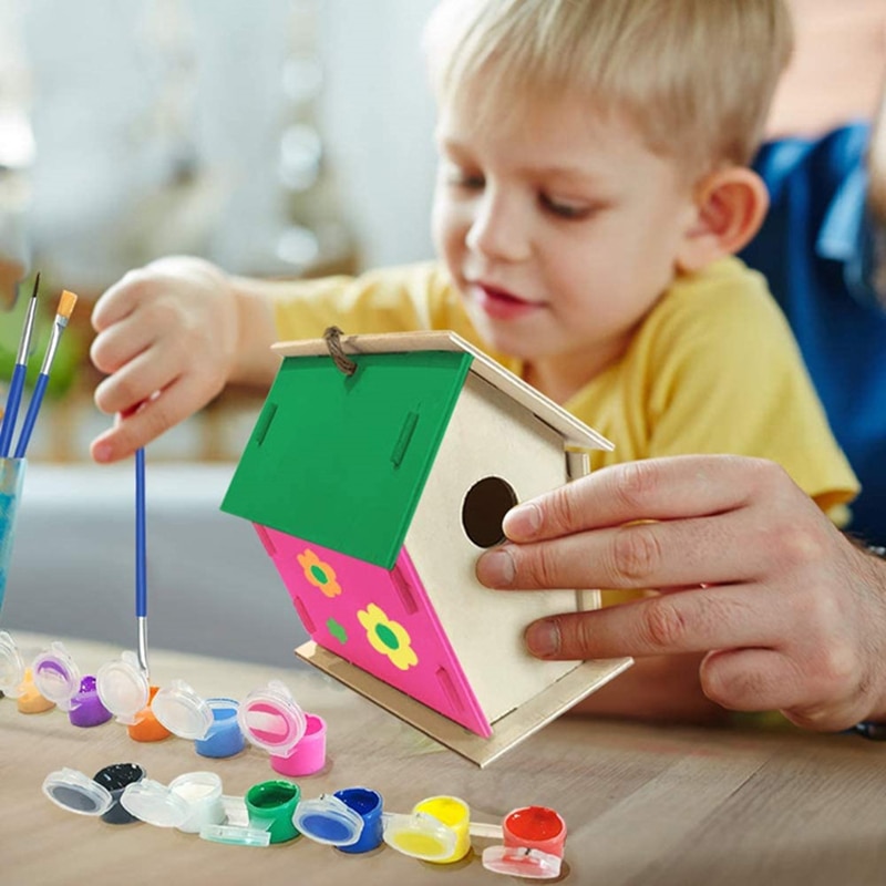 Kit nichoir en plein air, avec peinture et stylos, pour enfants, TE889
