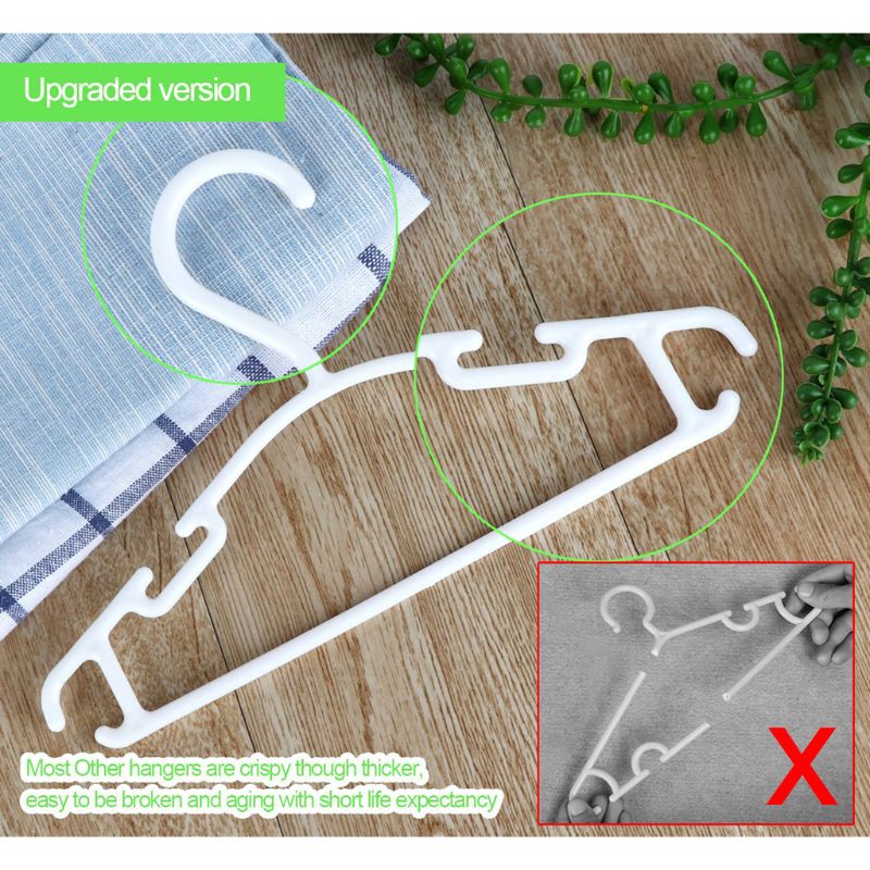 10 Pack Wit Plastic Kwekerij Hangers Antislip Baby Kleerhangers Ruimtebesparend Buisvormige Hangers Voor Kids Kinderen Kleding F3ME