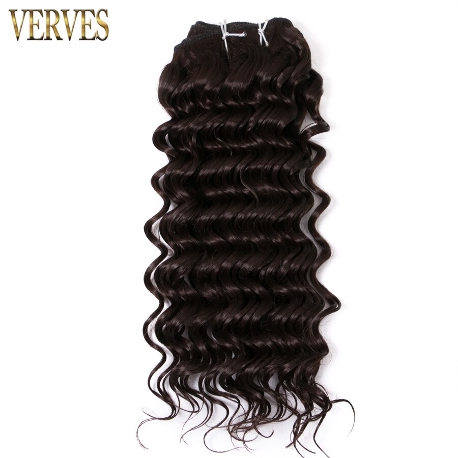 deep wave 16 inch Color 4 Synthetic Hair weaving 100g/pcs VERVES Hair Bundles high temperature hair extensions