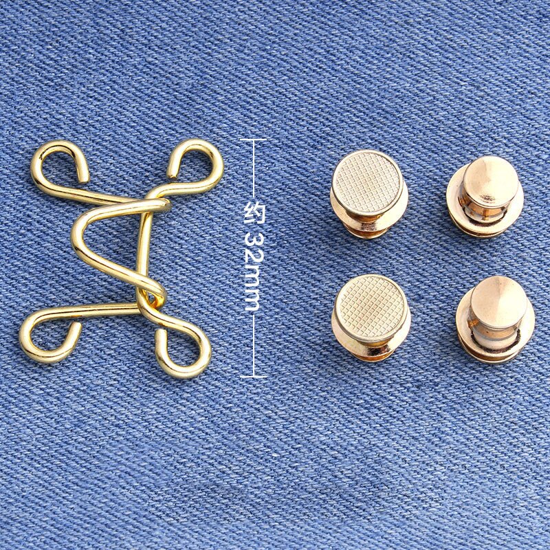 Bouton de Rivet amovible en métal, crochets à vêtement, jean, réglage de la taille, boucle Invisible, bricolage, 27mm 32mm: gold 32mm