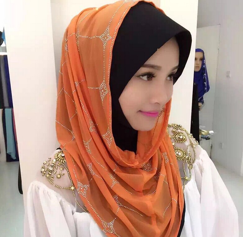 Muslim Scarf Middle East Austria drill Sets of head Female summer Scarf Hui Ethnic style Hijab #8139R0