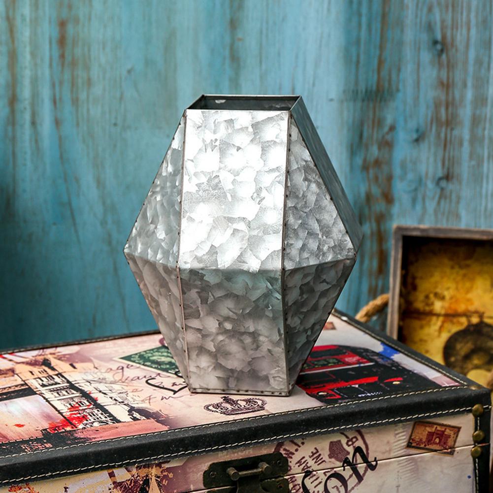 Creativity Iron Flower Pot Polygonal Metal Plants Planter Desktop Storage Bucket For Balcony Home Yard Decoration