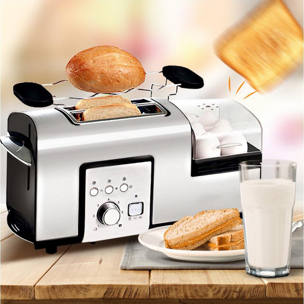 Breakfast Machine Household Toasted Bread Fried Egg Steaming Multifunctional Stainless Steel Steaming Egg Machine Bread Toaster