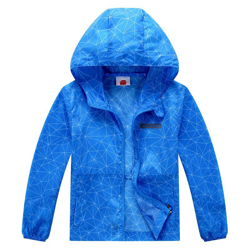 Sommer Wasserdicht Schnell Trocknend Art Mantel Anti-Uv Atmungs Blau Baby Jungen Dünne Jacken Mit Kapuze freundlicher Outfits Für 98-152cm