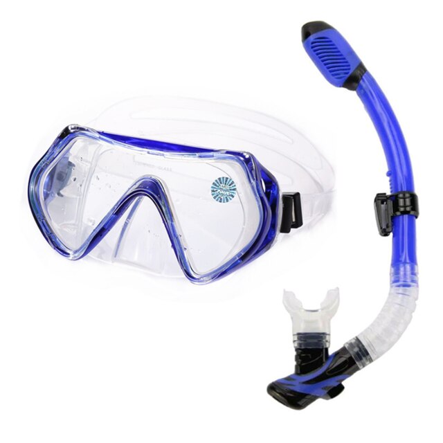 Diving Mask and Snorkel Set - Anti-Fog Goggles - Easy Breath - Swimming Gear: Blue