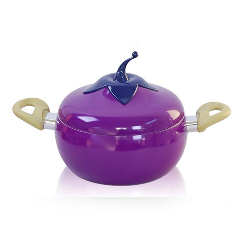 Korean Soup Pot Aluminum Non-stick Fruit Pan Tomato Eggplant Shape Cooking Pot For Both Stove Induction