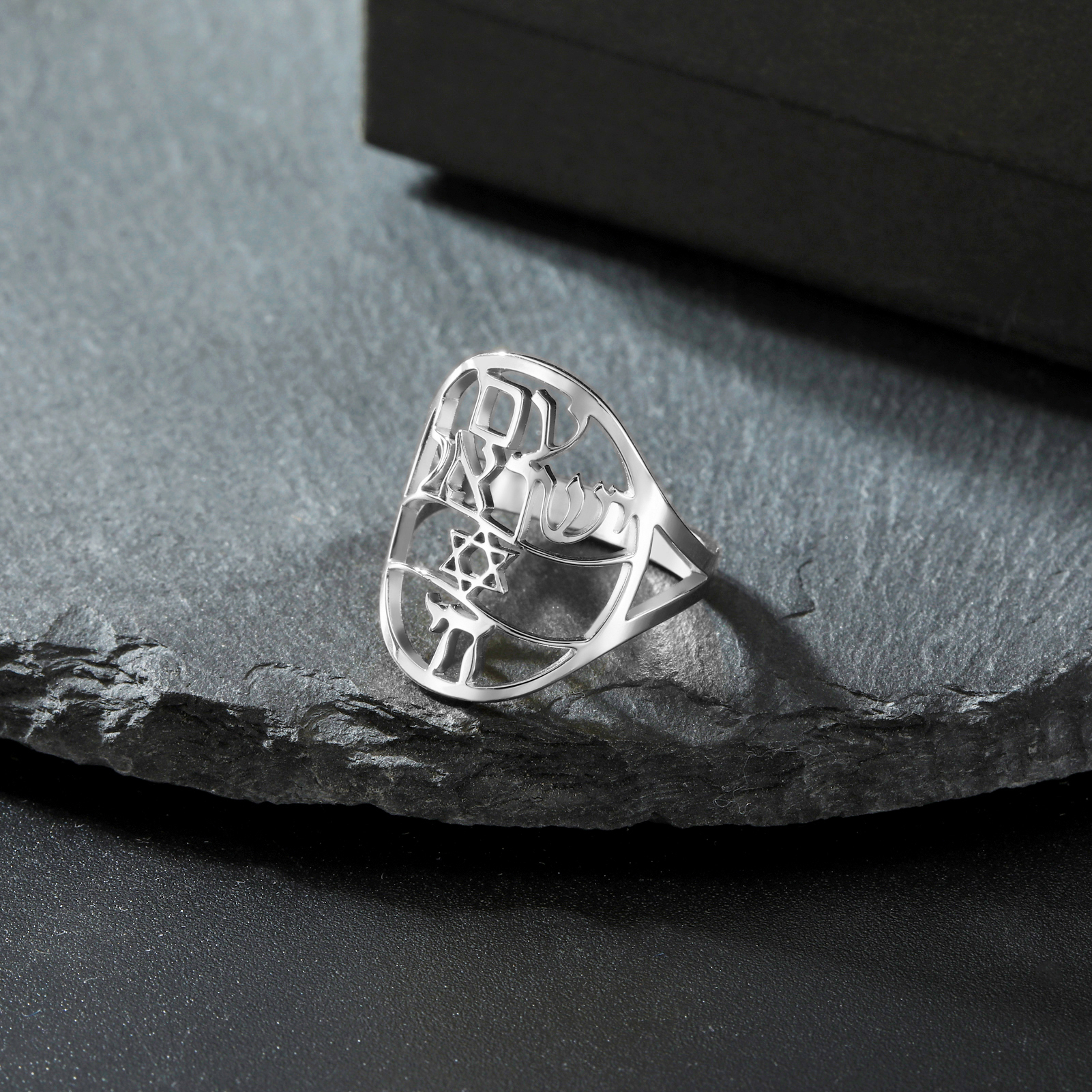 Sipuris Jewish Chai Symbol of Life Rings for Women Men Hebrew Star of David Ring Hashanah Stainless Steel Jewelry
