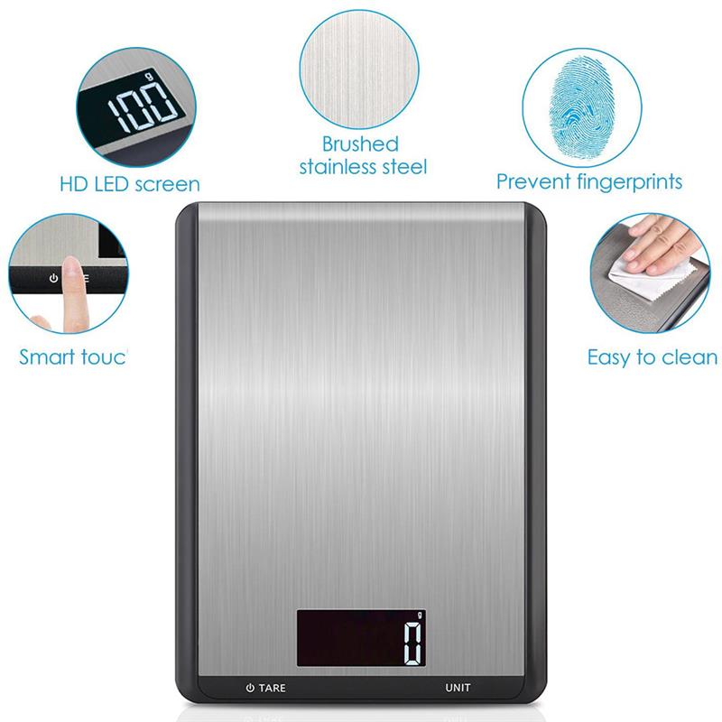 Digital Kitchen Food Scale Electronic Balance Stainless Steel Multifunction Measuring Weight Tool LCD Electronic Gram Scale