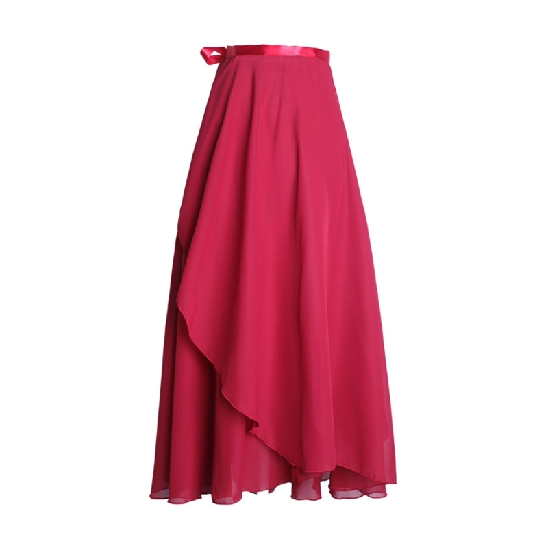 Lange Tanzröcke für Damen, Chiffon-Wickelrock, Mädchen, asymmetrischer Ballett-Wickelrock: Himmel Blau
