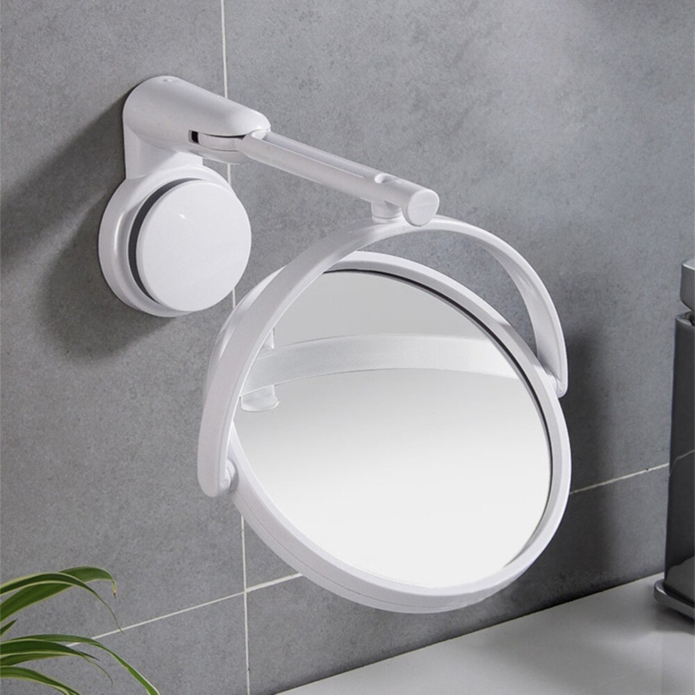 Wall Mounted Round Vanity Mirror Rotating Folding Cosmetic Mirror Household Make-up Mirror Perforating Toilet Glass Single Si
