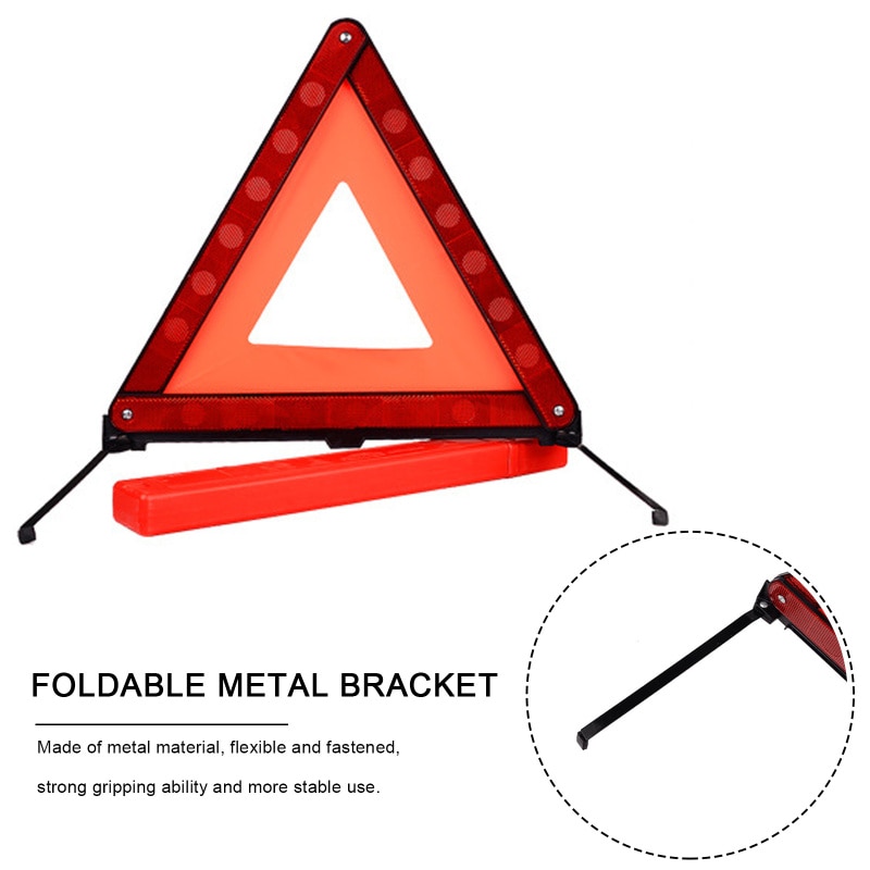 1PC Reflective Strip Car Triangle Car Stop Sign Tripod Road Flasher Triangle Emergency Warning Sign Foldable Car Accessories