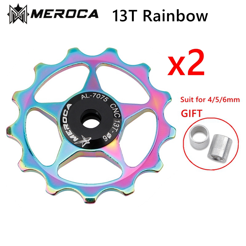 MEROCA 2 stücke MTB Rennrad Schaltwerk Rolle einstellen Fahrrad Jockey führen Rad Unterstützung 8-11 Geschwindigkeit 11T 13T für Shimano Sram: Schwarz