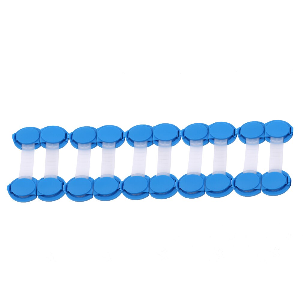10Pcs Baby Long Cute Bendable Door Drawers Safety Lock Children Protection Lock Cabinet Door Drawers Refrigerator Lock: blue