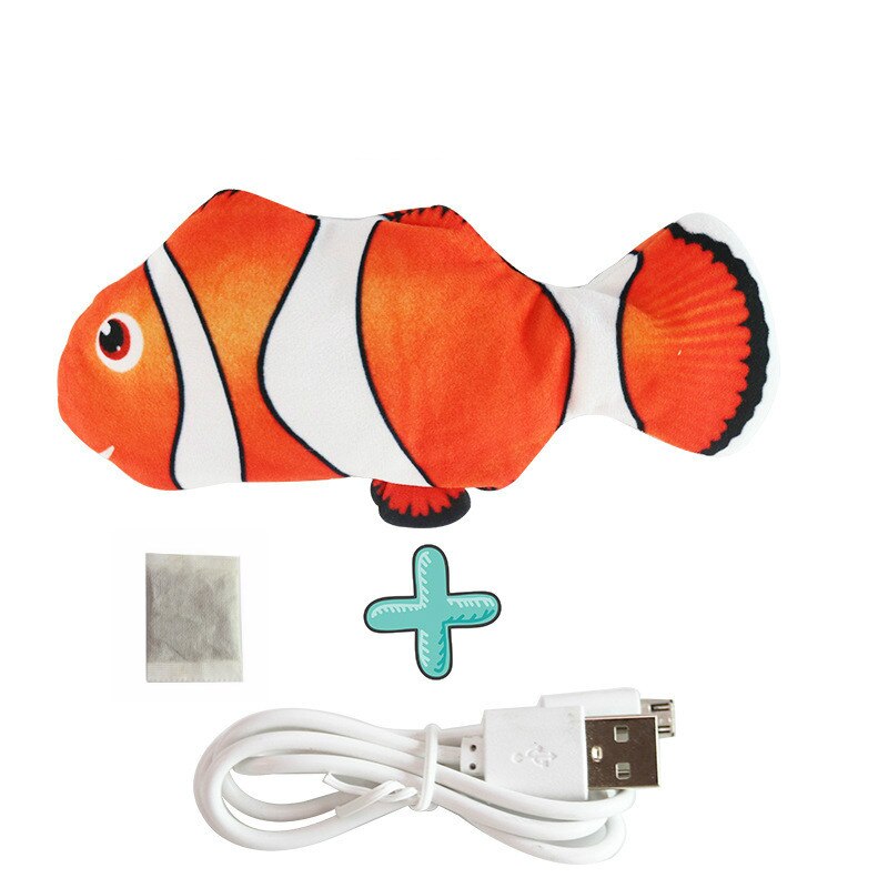 Elektronisk kattelegetøj 3d fisk elektrisk simulering fiskelegetøj til katte legetøj til katte legetøj kat forsyninger juguetes para gatos: D 30cm- med mynte