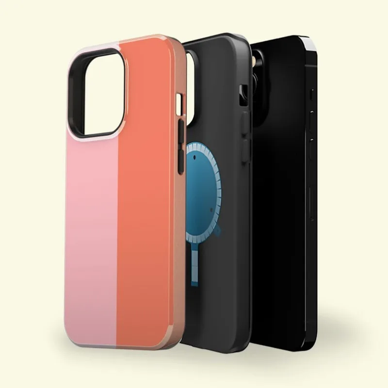 Coque rose bicolore pour IPHONE 16ProMax 15 14 13 12 11 PRO Plus, étui de téléphone magnétique deux en un en acrylique TPU