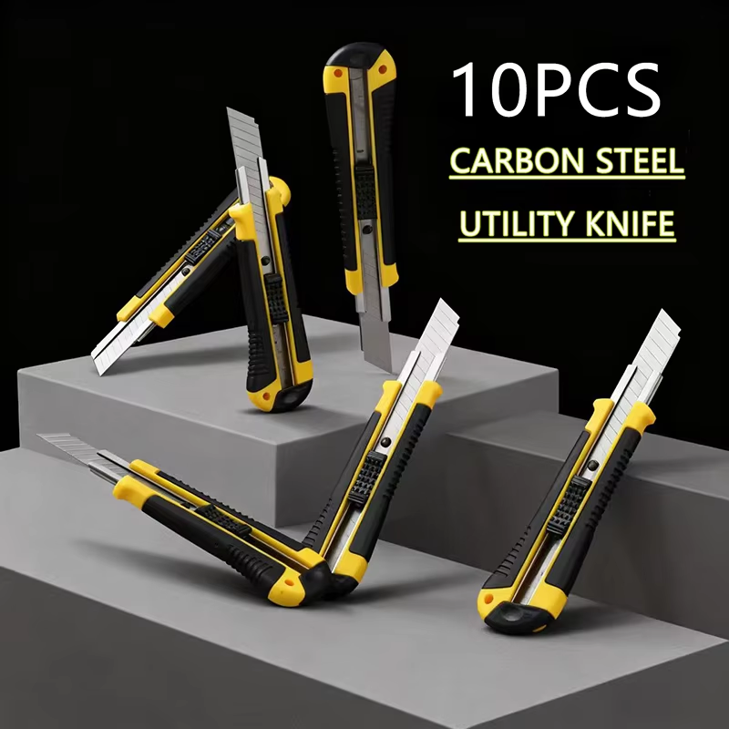 Couteau utilitaire à lame SK4, manche en plastique, lame revêtue, outil d'ouverture de boîte de sécurité, outils de coupe pour le bureau et la maison: YELLOW