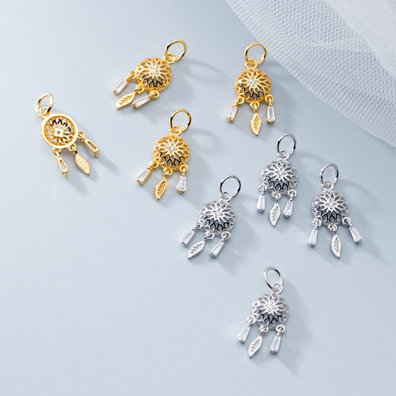 Trustdavis 925 echte sterling silber süßer traumfänger zirkonia charm anhänger handgefertigt diy accessoires  dz54