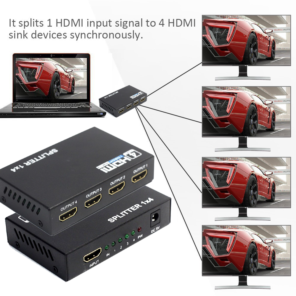 AIXXCO 4k HDMI-compatible Splitter Full HD 1080p Video HDMI-compatible Switch Switcher 1X2 1X4 Split 1 in 2 Out For HDTV DVD