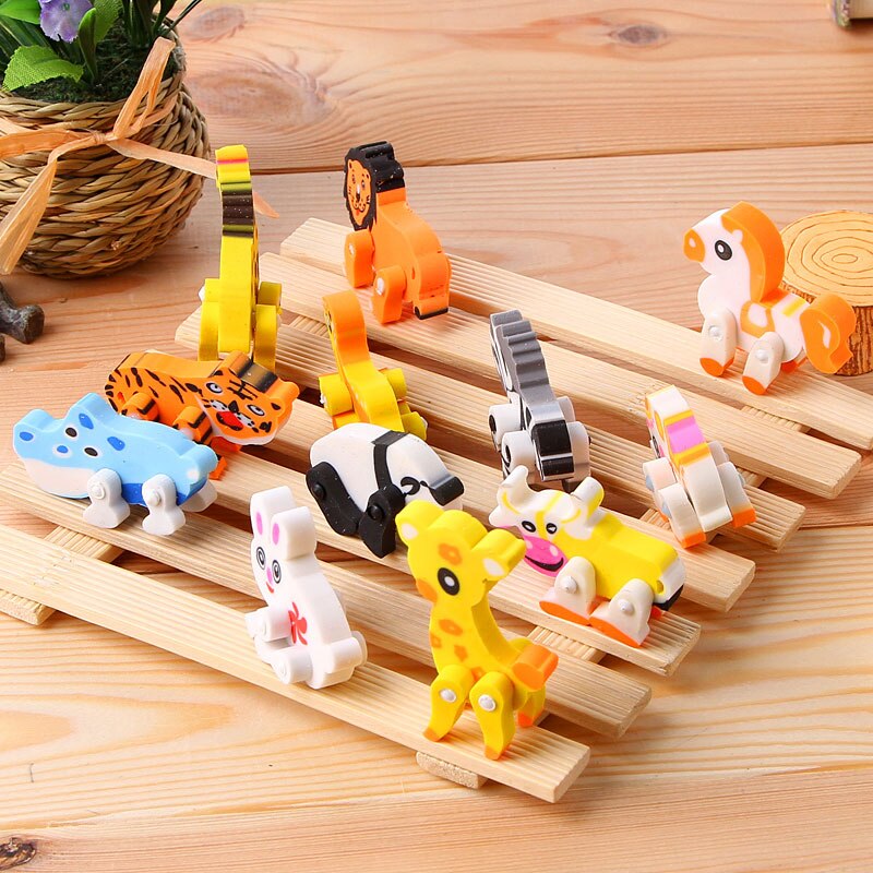 4 unids/bolsa kawaii goma de borrar de animales lindos papelería creativa Oficina escuela suministros papelería para niños