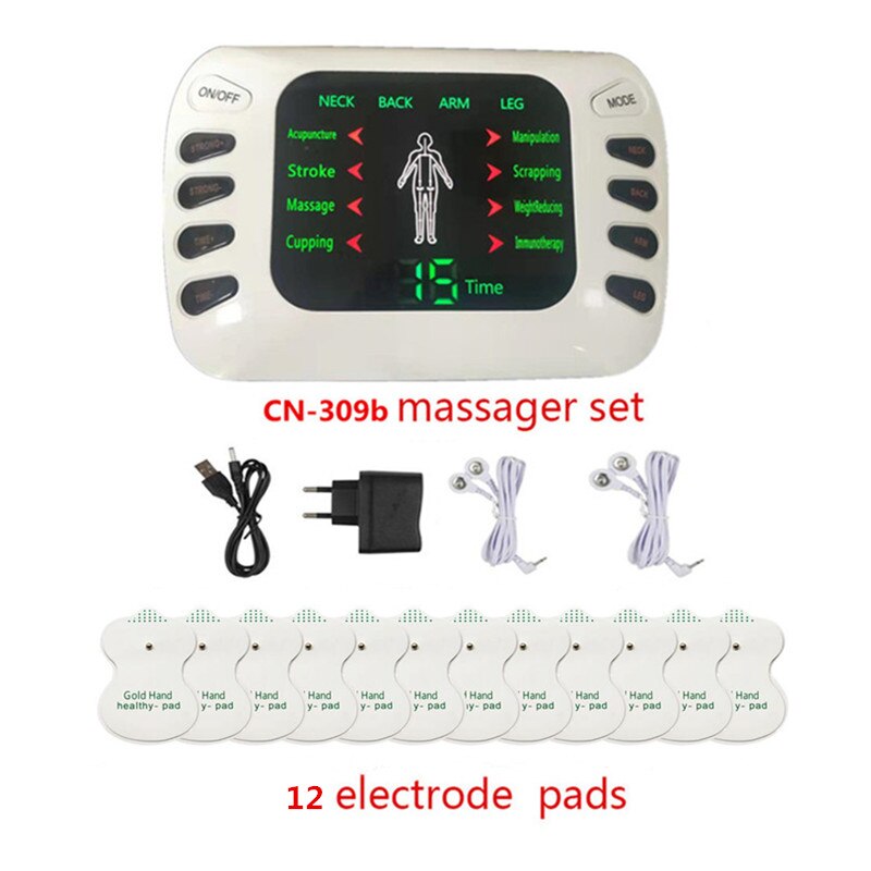 Dual Output Tientallen Acupunctuur Elektrische Therapie Massager Ems Spierstimulator 8 Modi Meridiaan Fysiotherapie Massager