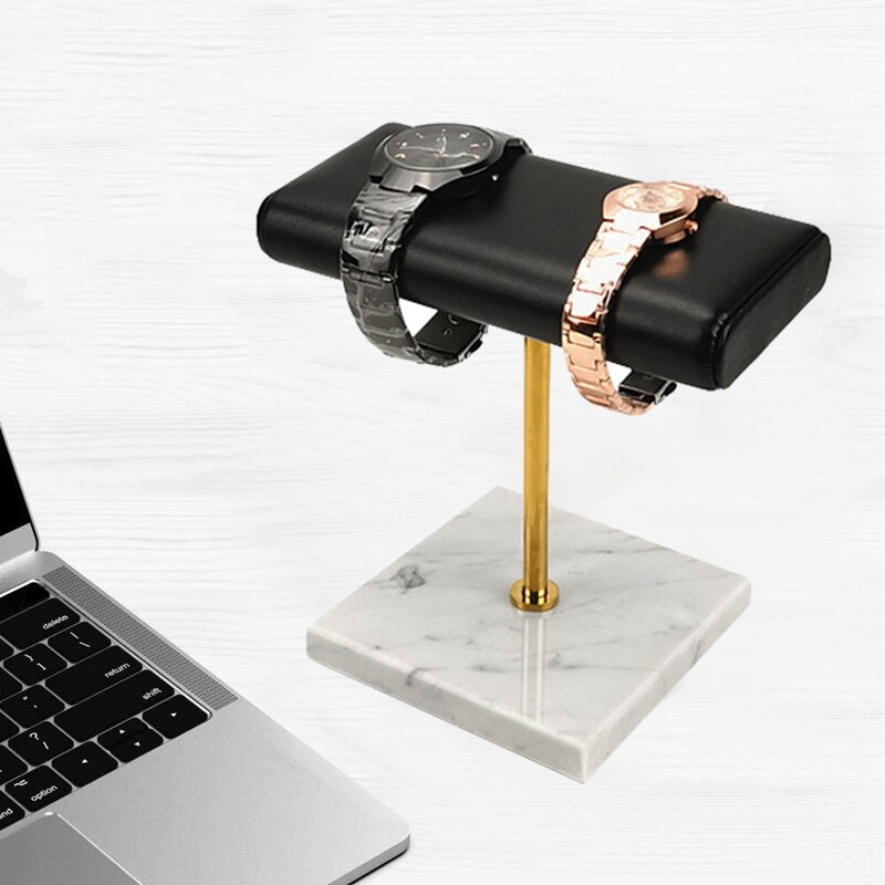 Wit Marmer Base Horloge Stand Metalen Staaf Display Props Armband Display Stand Riem Sieraden Verlengen Plaatsing Stand