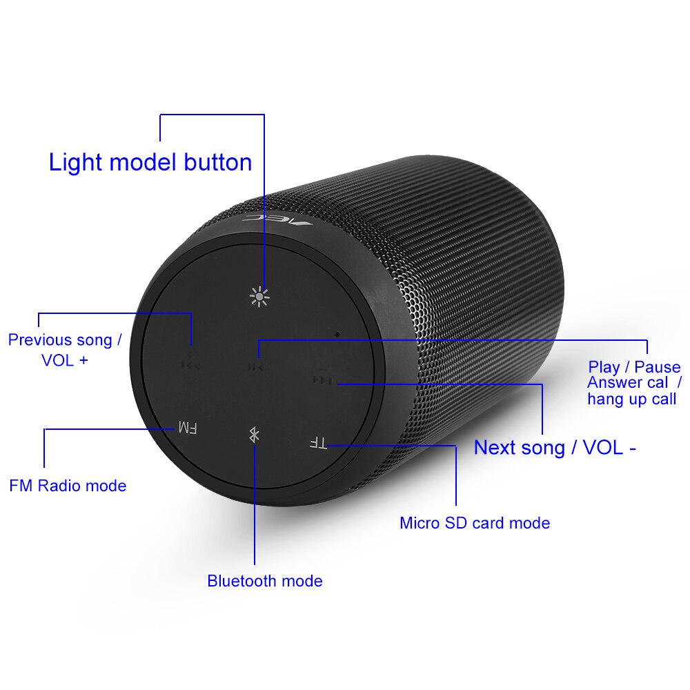 Nfc Portable Speakers Bluetooth Kolom Draadloze Bluetooth Speaker Waterdichte Outdoor Bass Hifi Aux Tf Fm Radio Met Led Licht