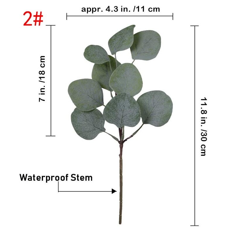 5 stk kunstige eukalyptusblade kunstige planter til blomsterbuketter stængler eucalipto grene bryllupsdekoration boligindretning: Wt46301 / 1 stk