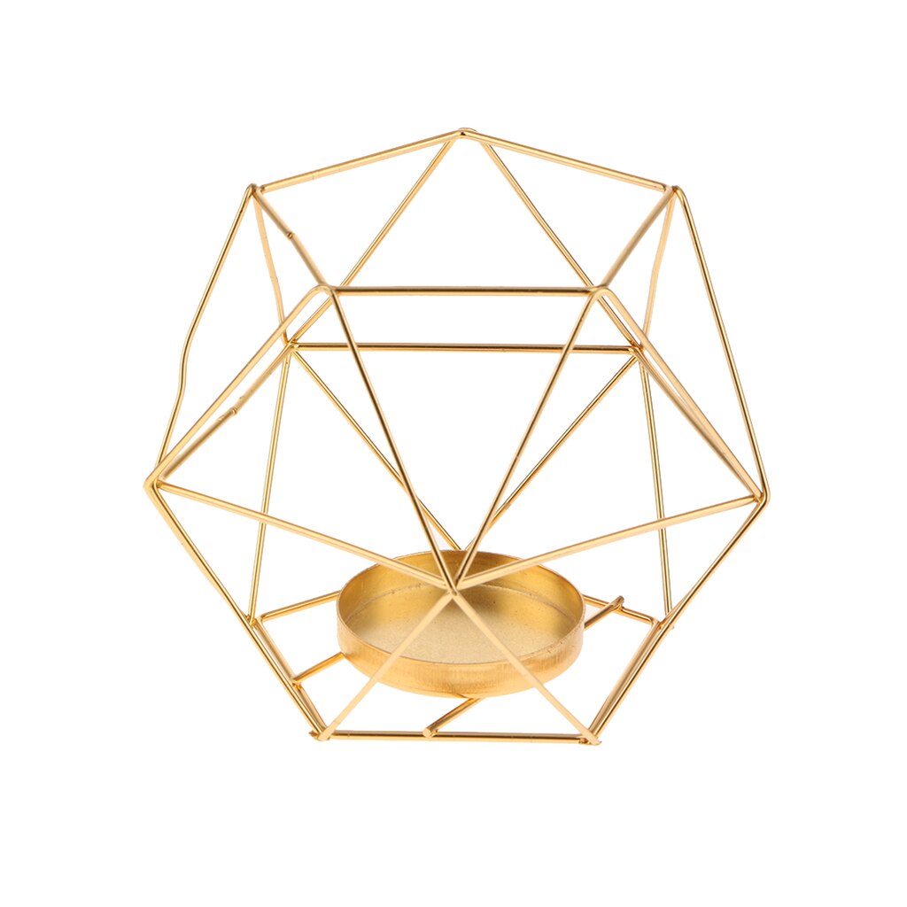 Touch nordic style 3d geometrisk lysestage metal væg lysestage lampet matchende lille fyrfadslys tilspidset lysestage: Gylden