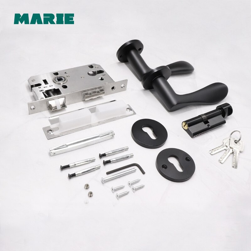 Marie Door Handle Lock Set For Interior Doors Modern Split Lock Cylinder With Keys Bedroom Bathroom Mute Door Handles Universal