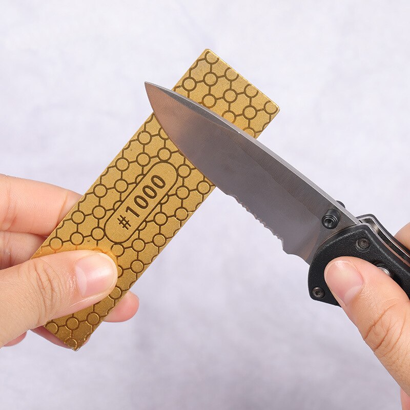 Diamond Sharpener Stone Double-sided Kitchen Outdoor Knife Sharpener Grinding Tools Honeycomb Titanium-plated Whetstone