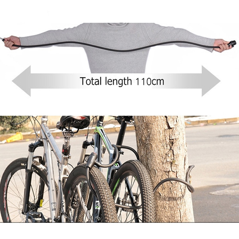Anti-Theft 110 cm Bike Lock Steel Wire Safe Bicycle Lock Outdoor Security Reinforced Bicycle Accessories MTB Road Bicycle Locks
