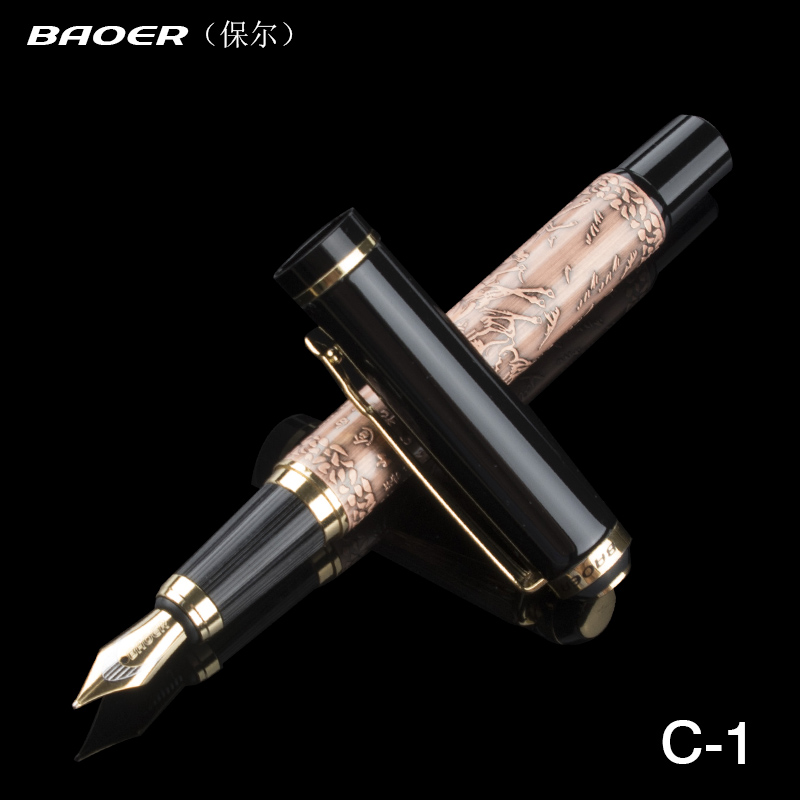 Baoer 507 inkt pen Gouden Xubeihong "De Acht Paarden" Medium Nib Vulpen: 01