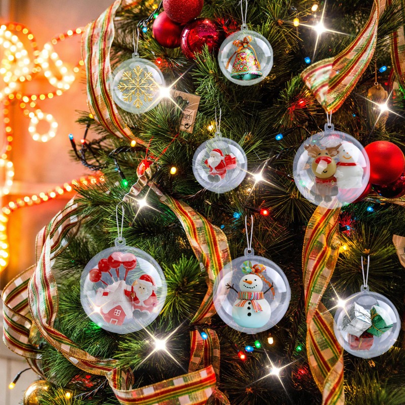 1/20x Puste Bombki Choinkowe DIY Przezroczyste Kulki Wypełnialne Ozdoby na Choinkę Wiszące Kulki Dekoracje na Domowe Przyjęcia Weselne Przezroczyste Zawieszki