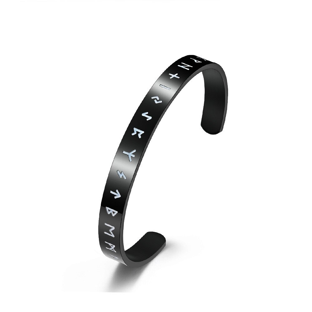 retro Einfache Edelstahl Odin Wikinger Rune Armbinde Männer Silber Farbe/Schwarz/Gold nordisch Wikinger Armbinde Amulett schmuck: Schwarze Gewehr überzogen