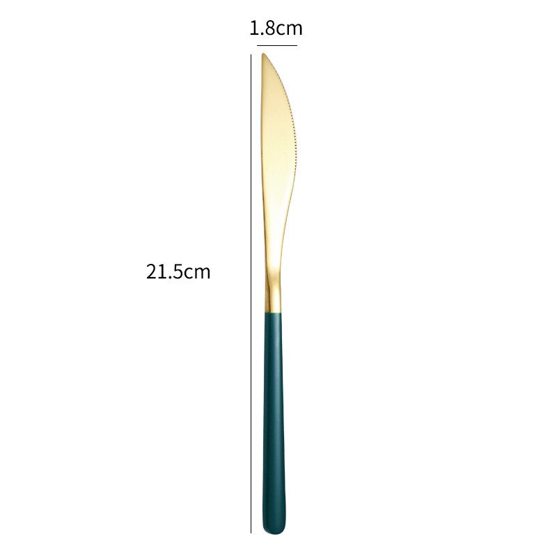 Flat Handle Stainless Steel Steak Knife Butter Marmalade Knives Cheese Blades Beautiful Tableware Kitchen Accessories: Green Gold