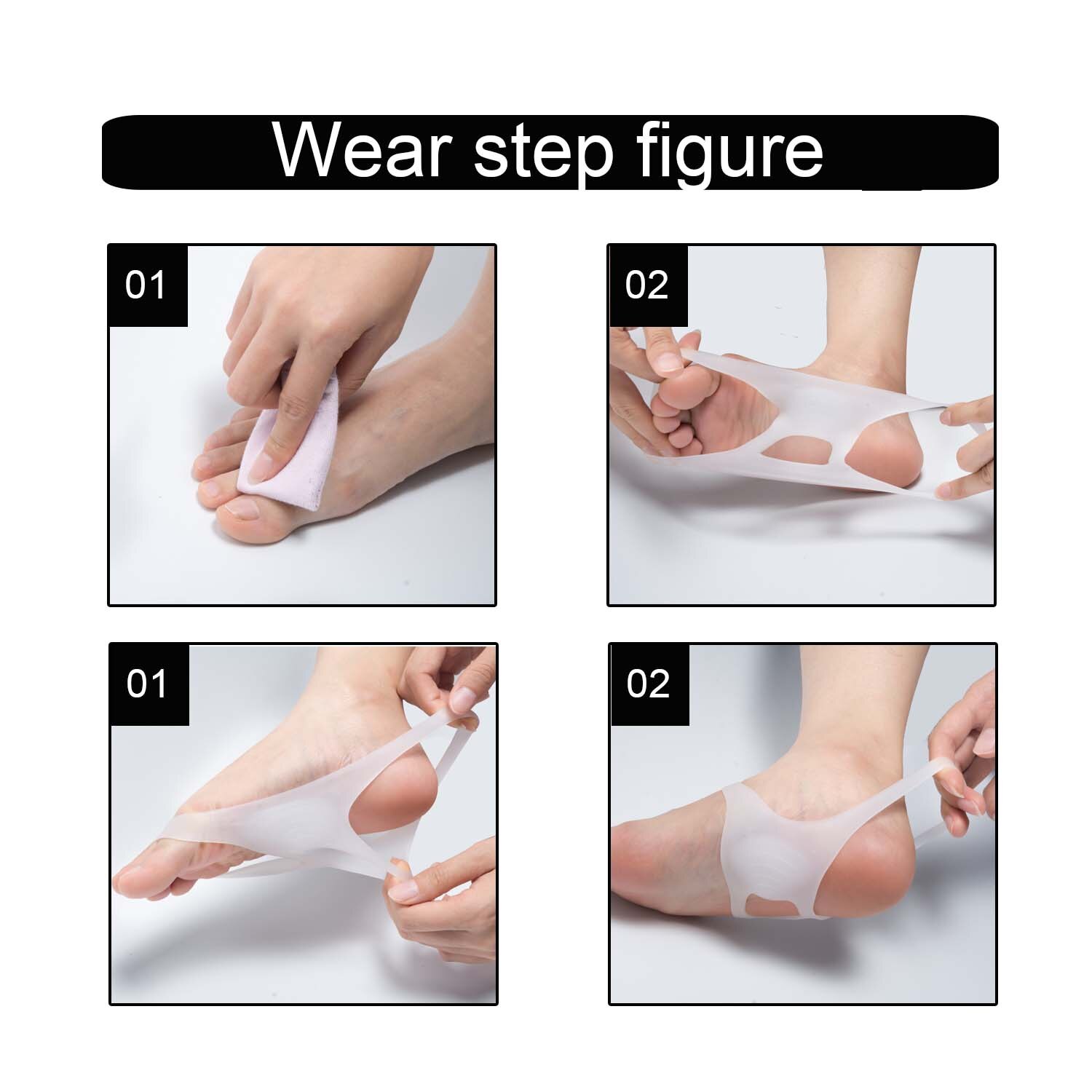 1 paar I-type Top Siliconen Gel Voeten Hak Protector Sokken Anti-kraak Kussen Voet Pads Zachte anti-slip soft Tool C1476